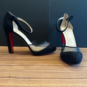 Christian Louboutin Black Velvet Mary Jane Heels